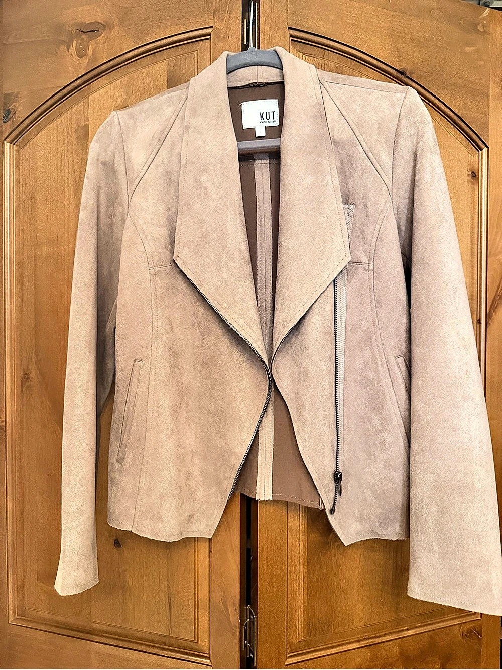 KUT from the Kloth Carina Faux Suede Drape Moto Jacket Moto Jacket Medium